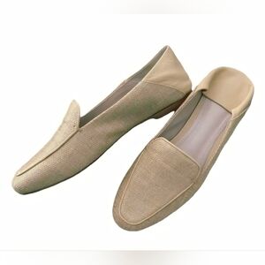 Porte & Paire | Raffia Leather Trimmed Collapsible Loafers 9